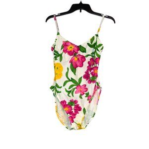 La Blanca Womens Floral One-Piece Swimsuit With Adjustable Straps Size 12 Nylon/